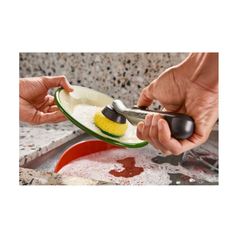 Joseph Joseph SinkTech Soap Dispensing Kitchen Dish Brush W/ Replacement Black