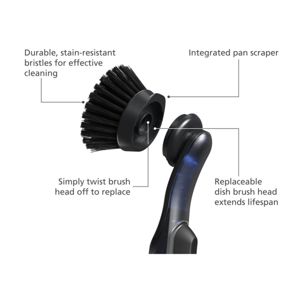 Joseph Joseph SinkTech Soap Dispensing Kitchen Dish Brush W/ Replacement Black