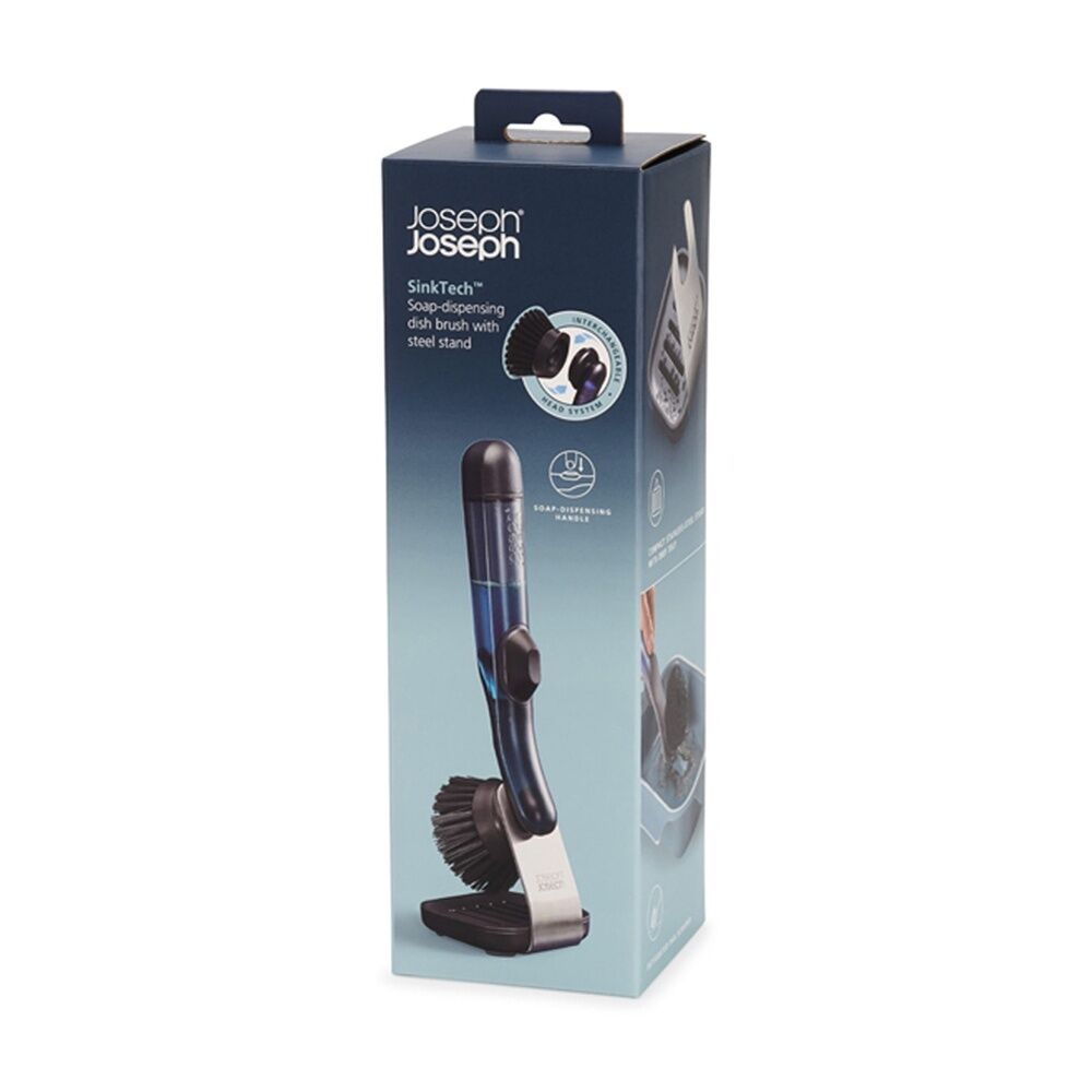 Joseph Joseph SinkTech Soap Dispenser Kitchen Dish Brush With Stand Black