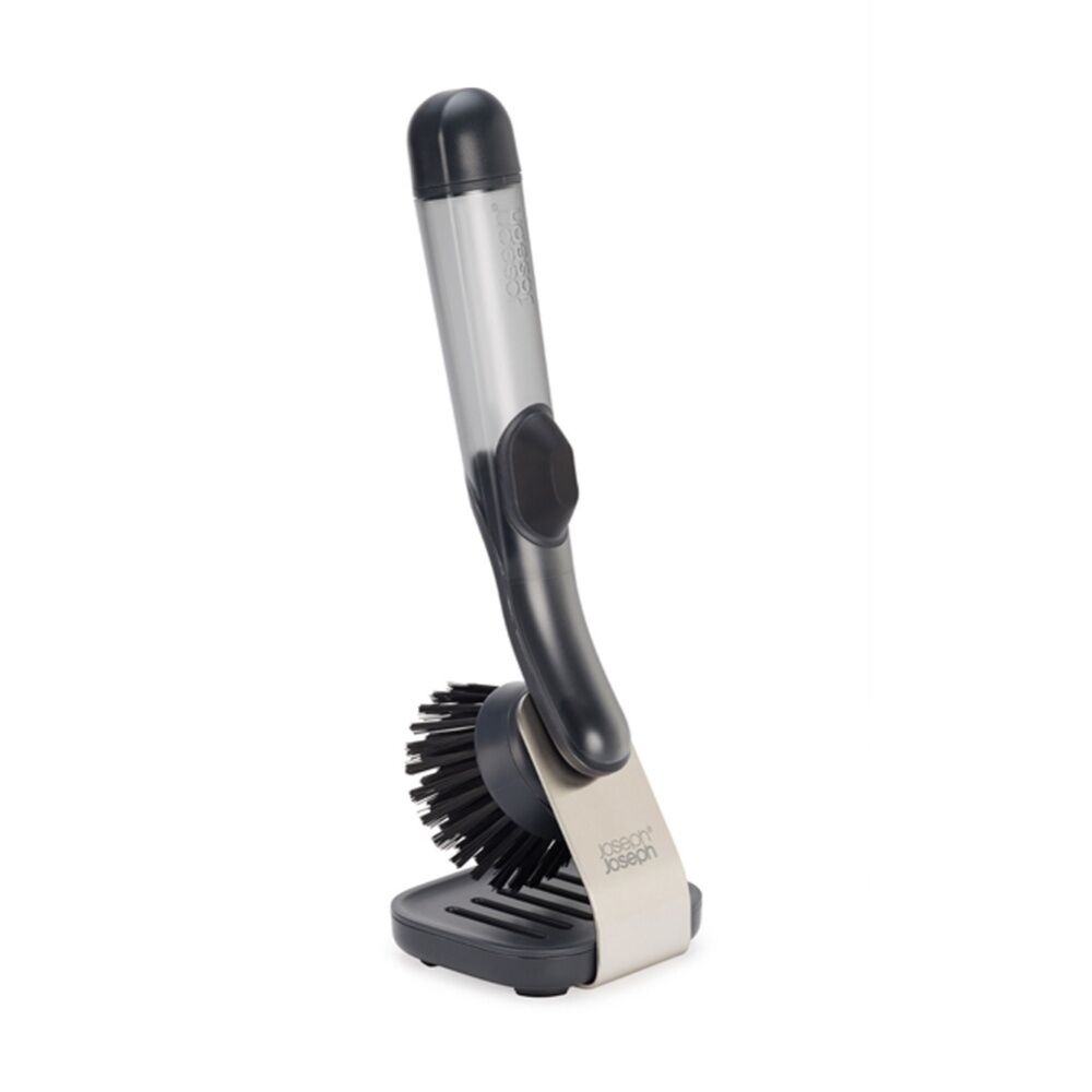 2PK Joseph Joseph SinkTech Soap Dispenser Kitchen Dish Brush With Stand Black