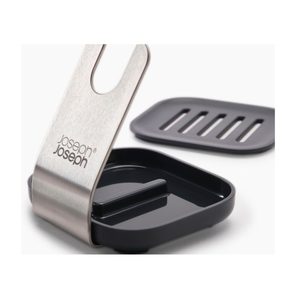 2PK Joseph Joseph SinkTech Soap Dispenser Kitchen Dish Brush With Stand Black