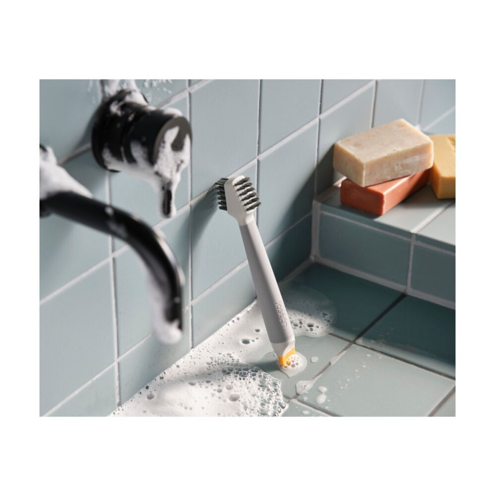 Joseph Joseph CleanTech 3-In-1 Bathroom Grout And Corner Detail Brush Stone