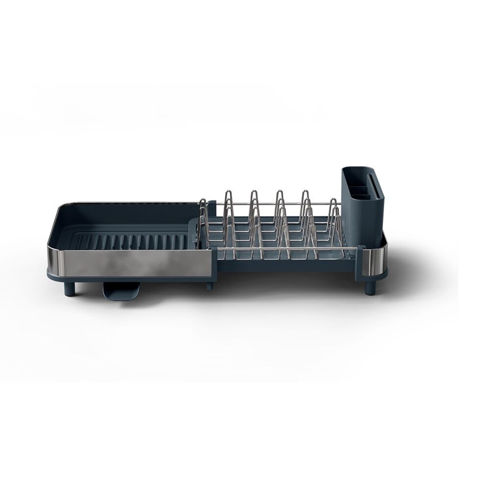 Joseph Joseph Expandable Slim Steel Kitchen Dish Rack W/ Drain Spout Grey