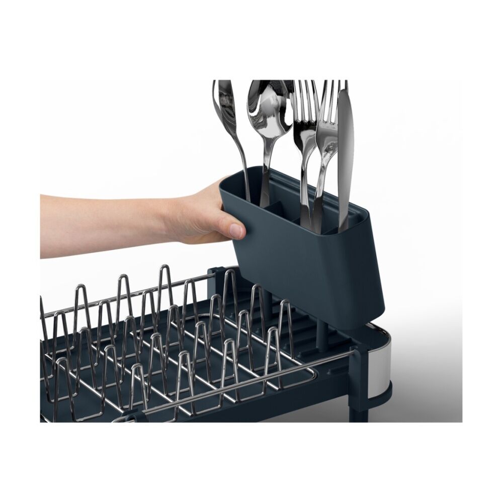 Joseph Joseph Expandable Slim Steel Kitchen Dish Rack W/ Drain Spout Grey