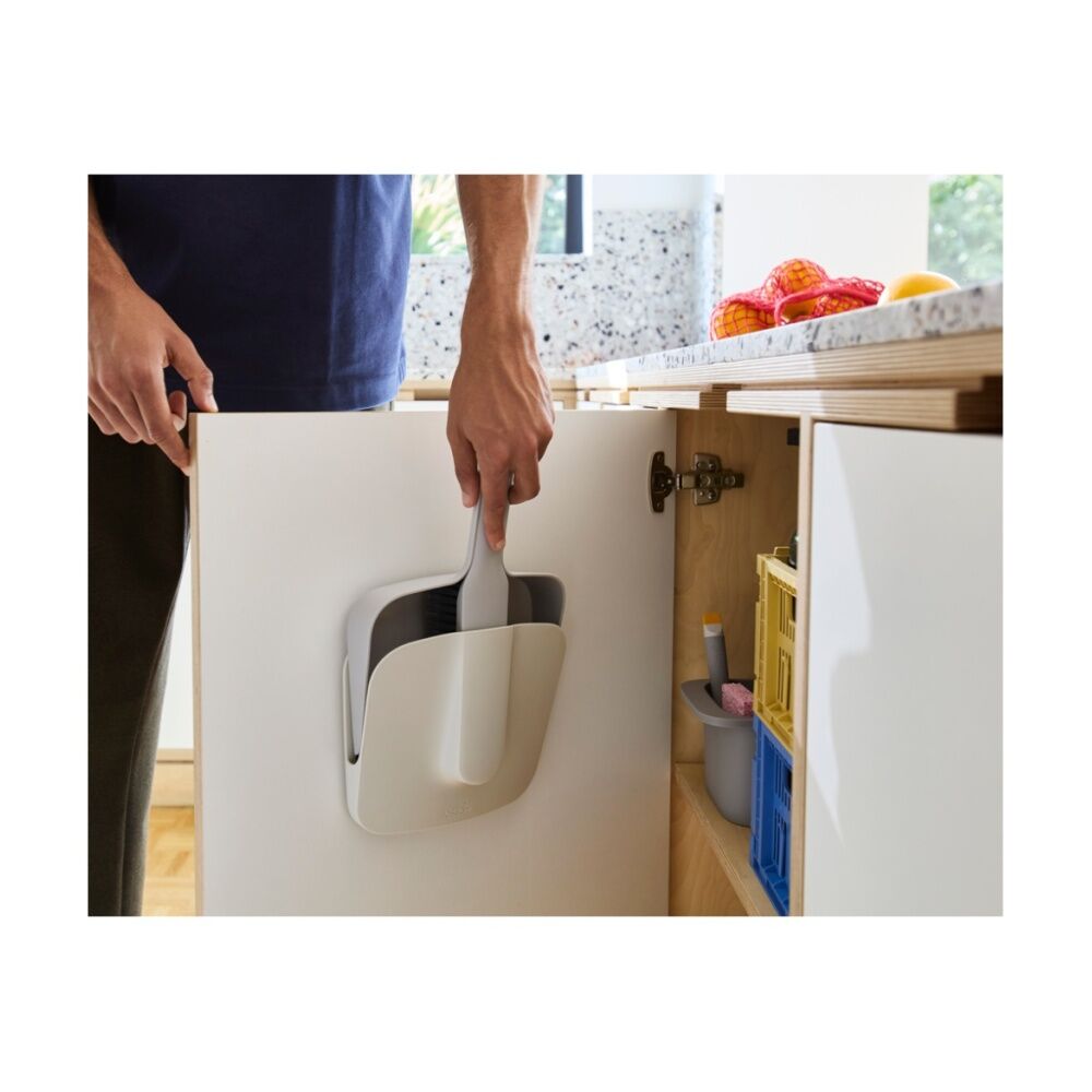 2PK Joseph Joseph CleanTech Wall Mounted Dustpan And Brush Indoor Stone