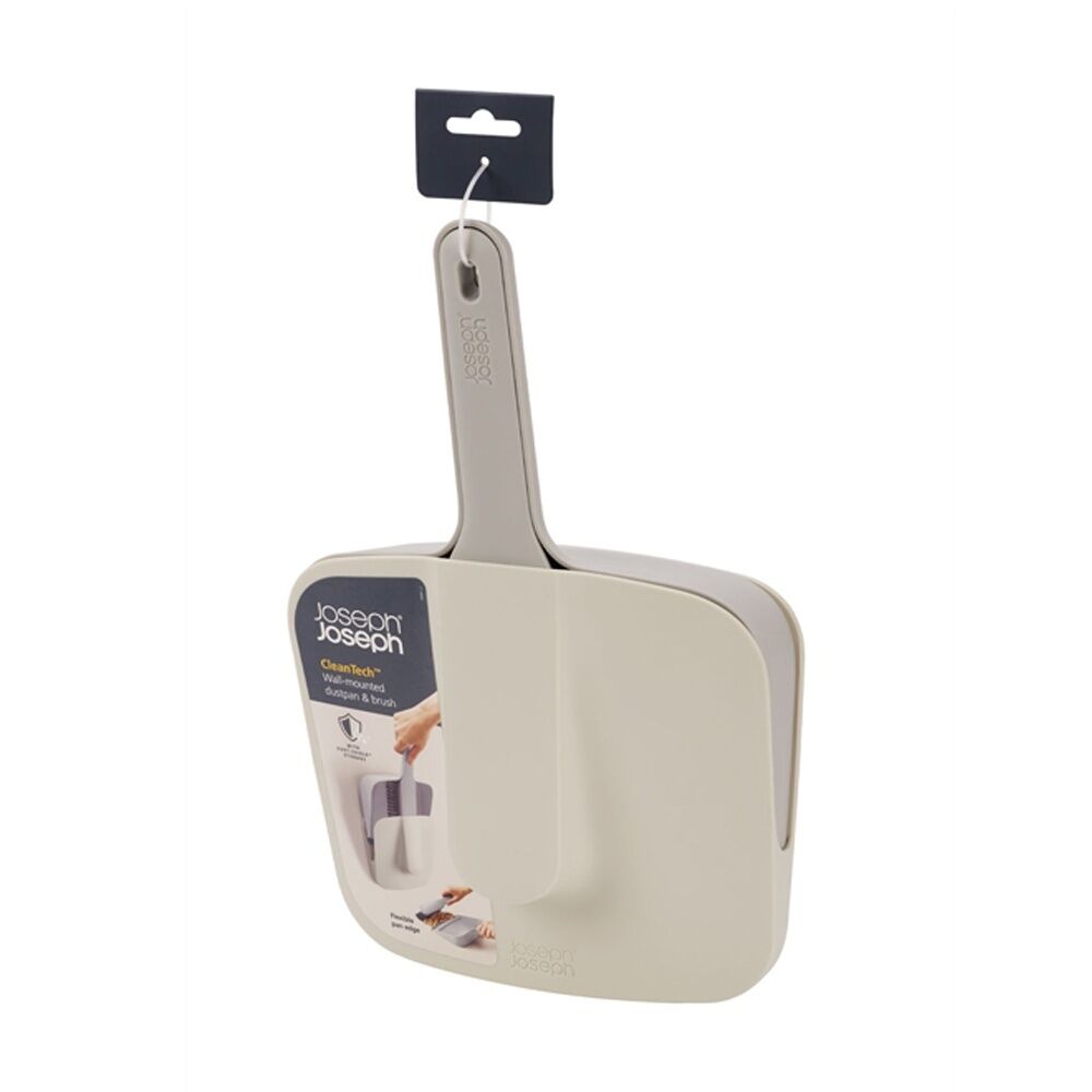 2PK Joseph Joseph CleanTech Wall Mounted Dustpan And Brush Indoor Stone