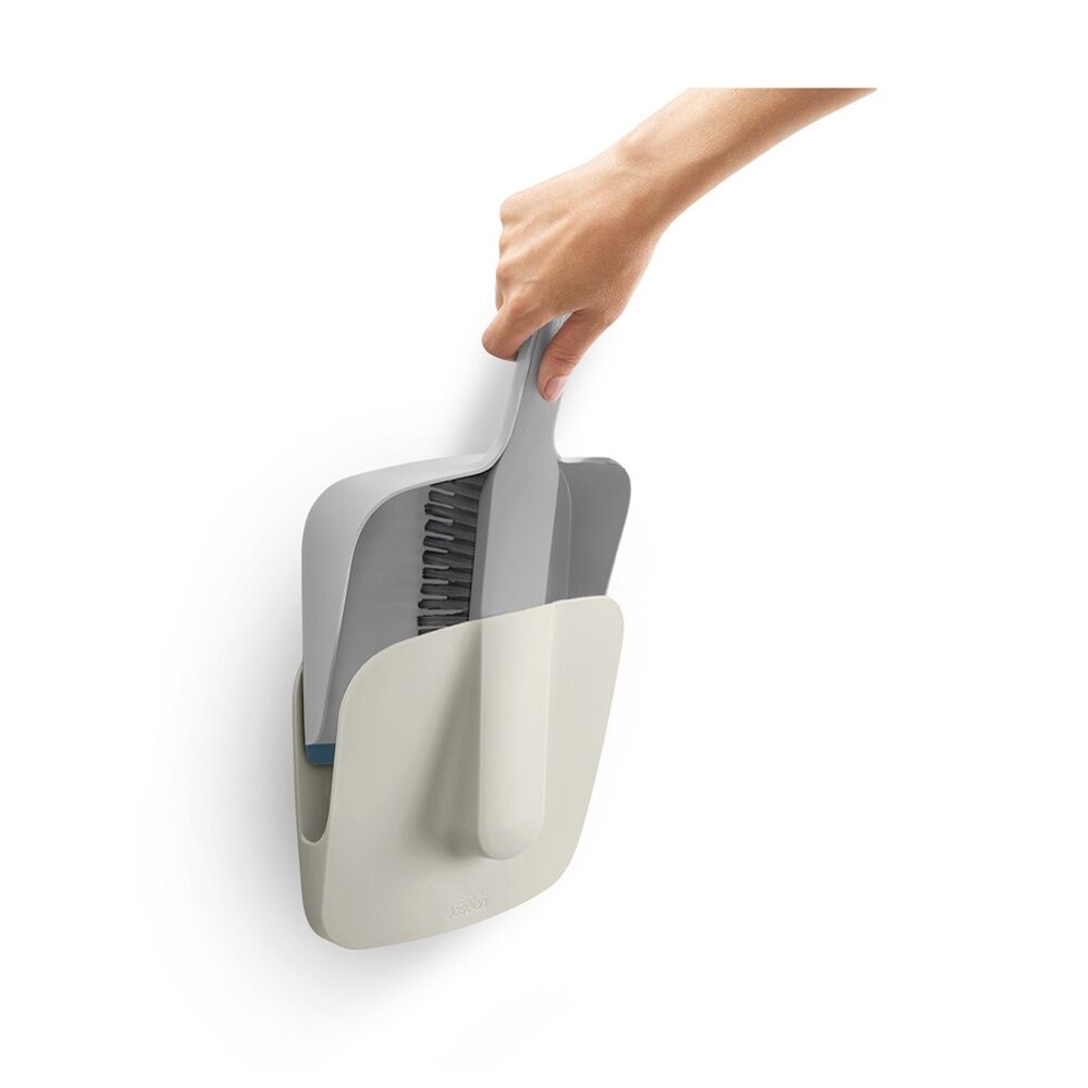 2PK Joseph Joseph CleanTech Wall Mounted Dustpan And Brush Indoor Stone