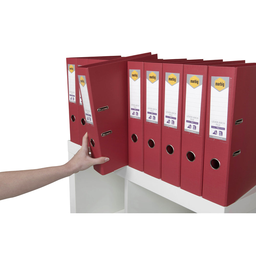 3PK Marbig Foolscap PE 75mm Lever Arch File Folder - Deep Red