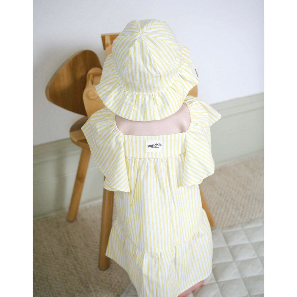 Ponchik Cotton Frill Sleeve Dress Sunshine Stripe Size 3y