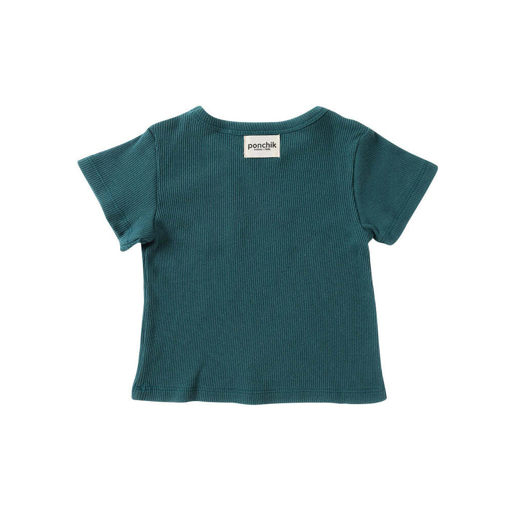Ponchik Ribbed Cotton T Shirt Peacock Size 6-12m