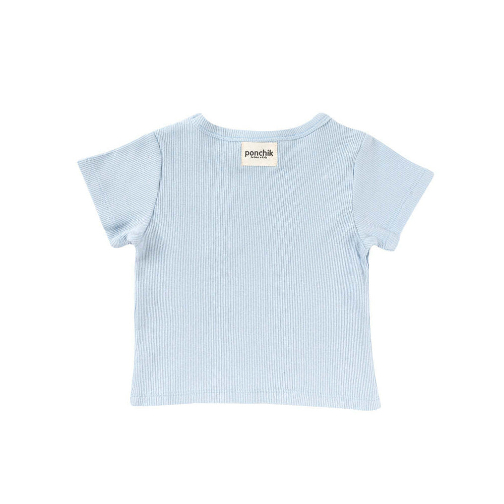 Ponchik Ribbed Cotton T Shirt Ocean Size 2y