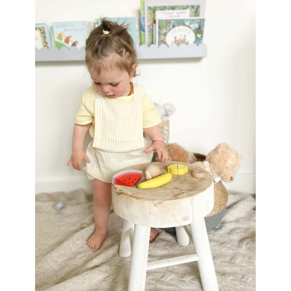 Ponchik Cotton Pinafore Overalls Sunshine Stripe Size 2y
