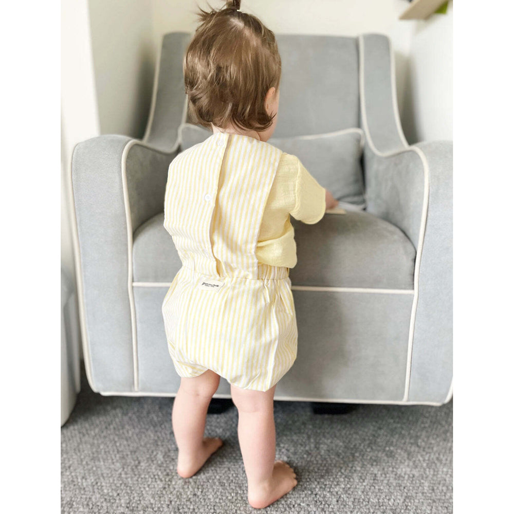 Ponchik Cotton Pinafore Overalls Sunshine Stripe Size 3y