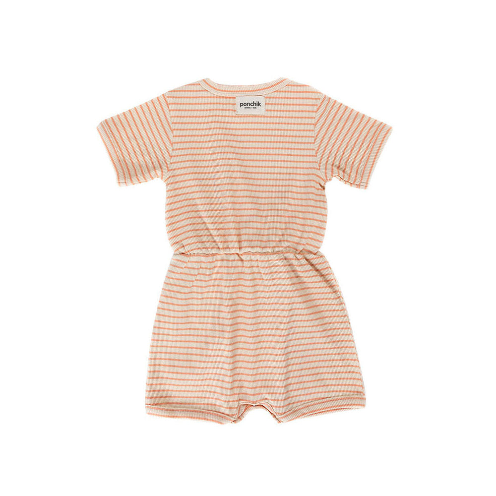 Ponchik Ribbed Cotton Romper Peach Stripe Size 3-6m