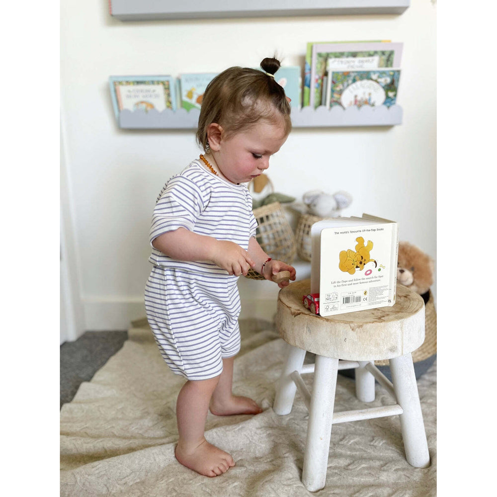 Ponchik Ribbed Cotton Romper Lilac Stripe Size 0-3m