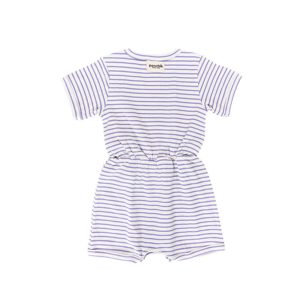 Ponchik Ribbed Cotton Romper Lilac Stripe Size 2y