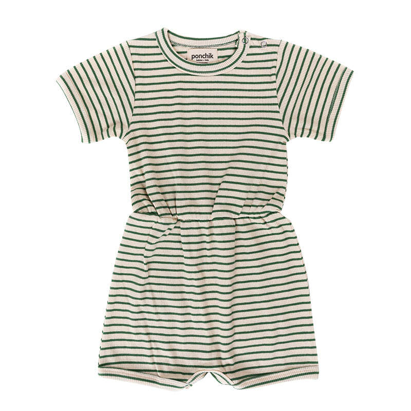 Ponchik Ribbed Cotton Romper Peacock Stripe Size 3-6m