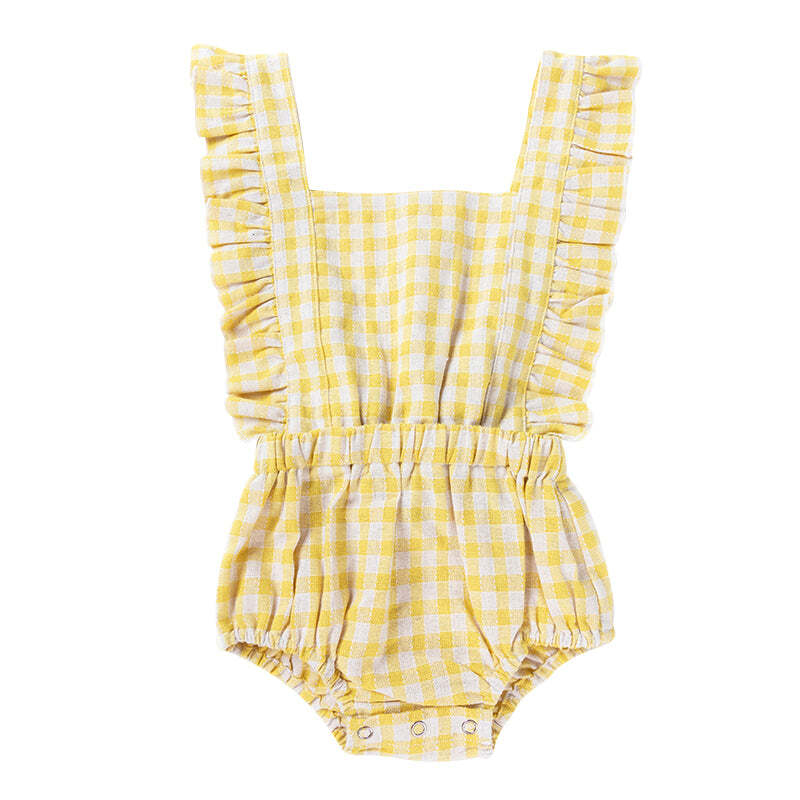 Ponchik Ruffle Back Romper Sunshine Gingham Size 0-3m