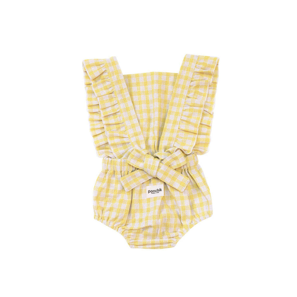 Ponchik Ruffle Back Romper Sunshine Gingham Size 3y