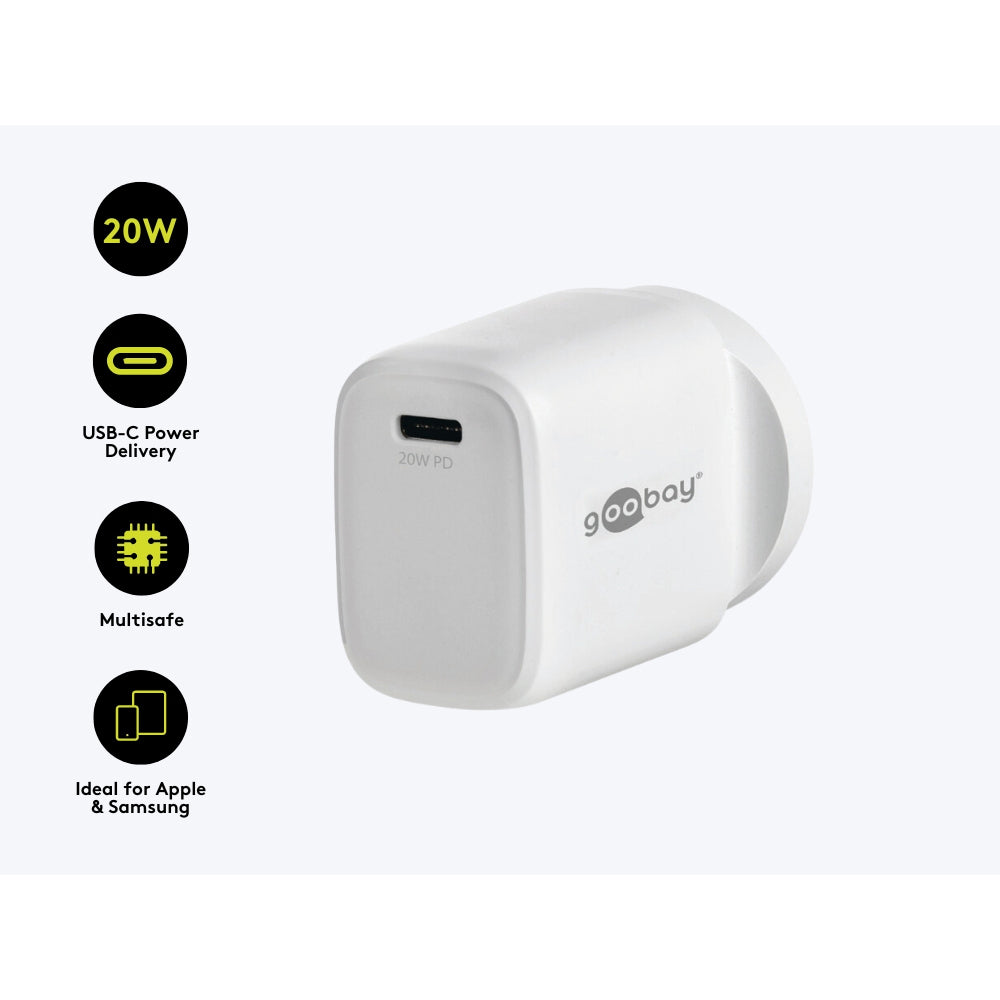 2PK Goobay Wall Charger Adapter ANZ 20W USB-C PD - White
