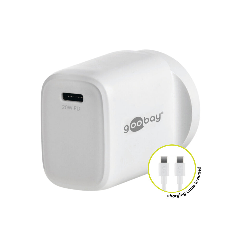 2PK Goobay Wall Charger ANZ 20W USB-C PD w/ Type-C Cable - White