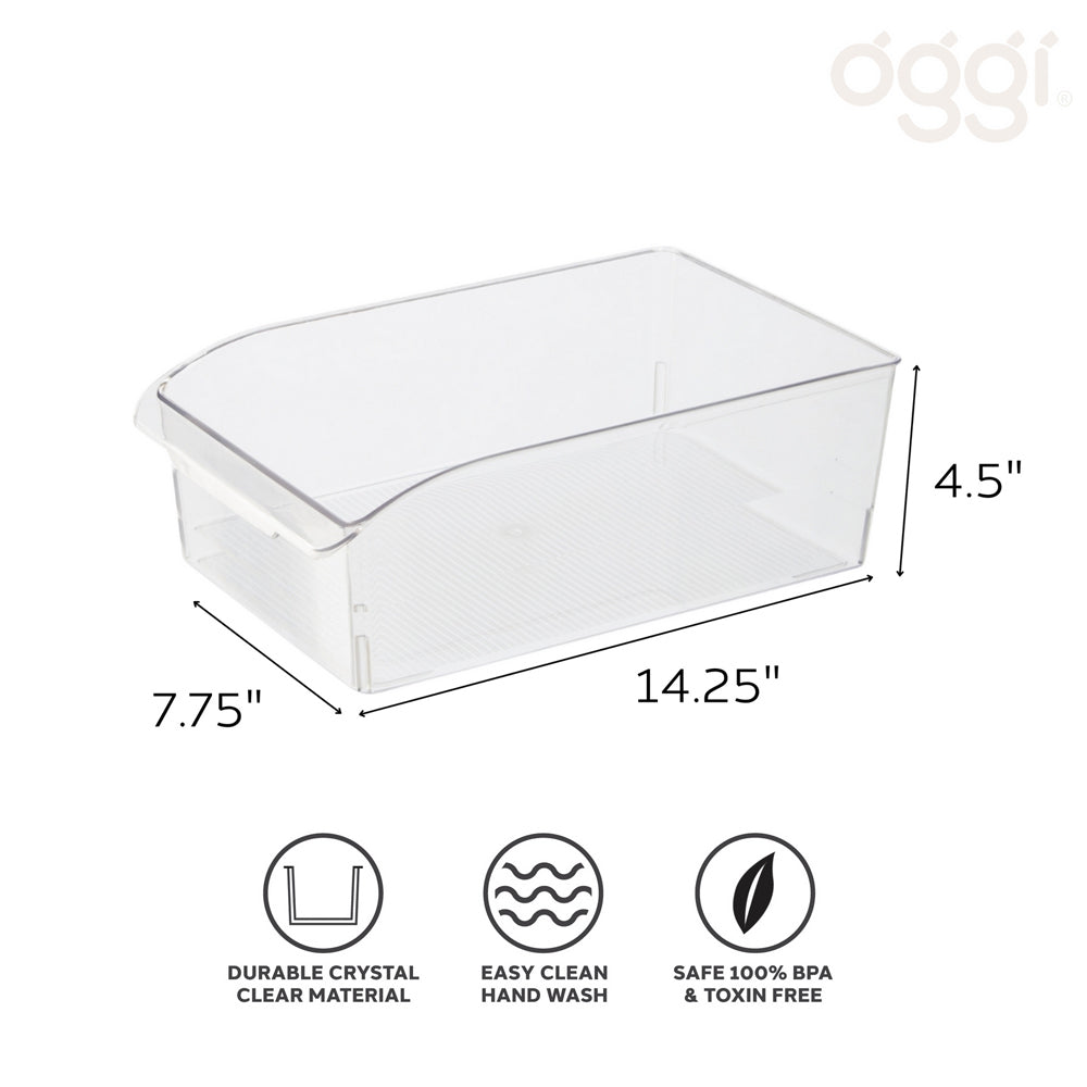 47263-oggi-36x20cm-fridge-pantry-storage-bin-w-finger-grip-handle-clear