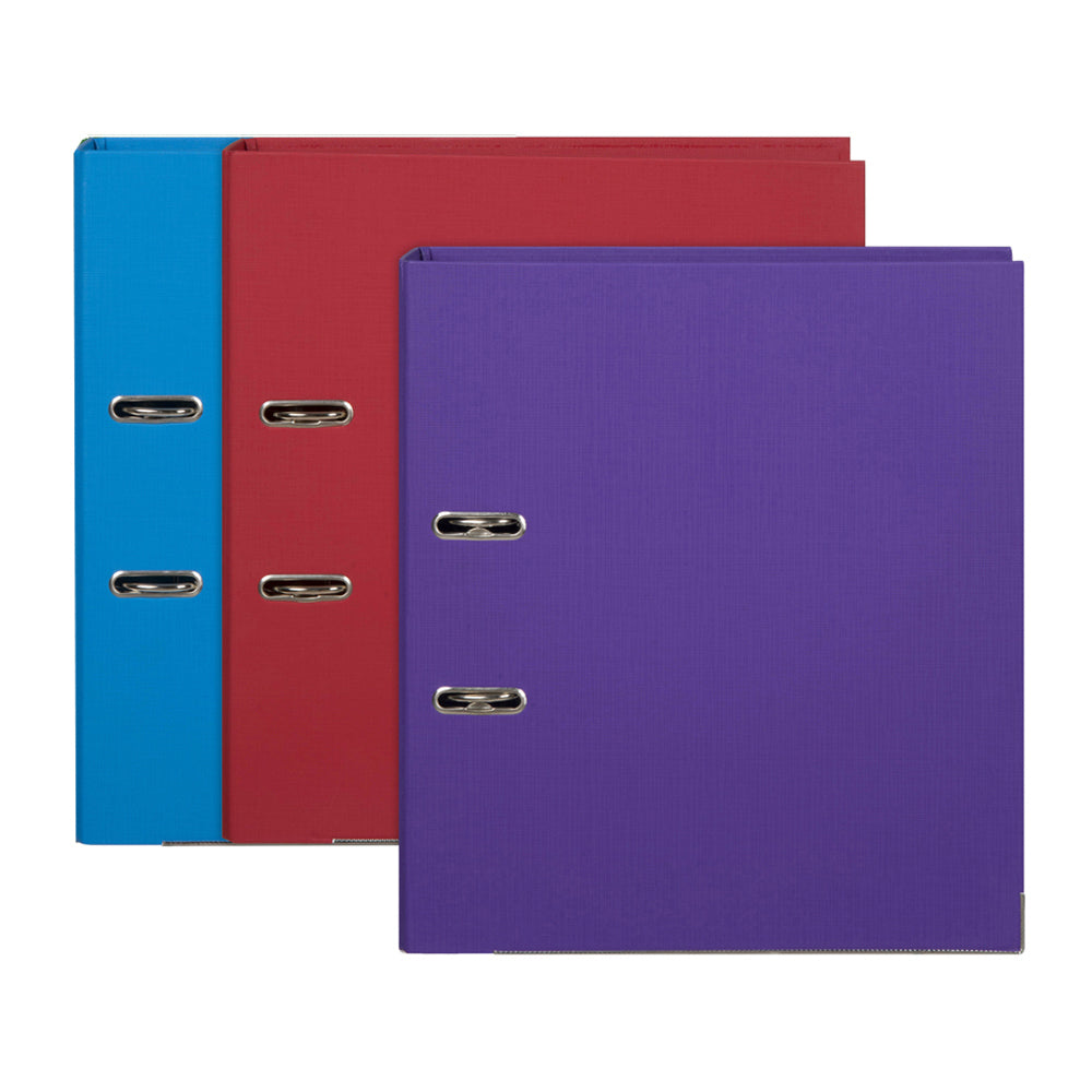 3PK Marbig PE Lever Arch File Folder A4 Document Organiser - Assorted