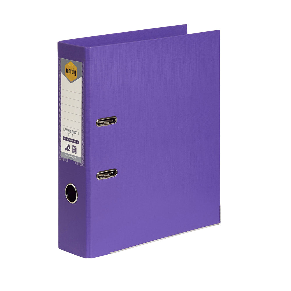 2PK Marbig PE Lever Arch File Folder A4 Document Organiser - Purple