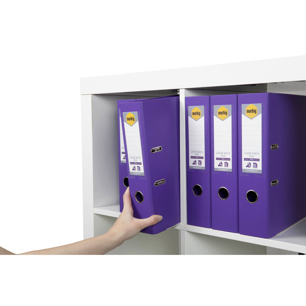 2PK Marbig PE Lever Arch File Folder A4 Document Organiser - Purple