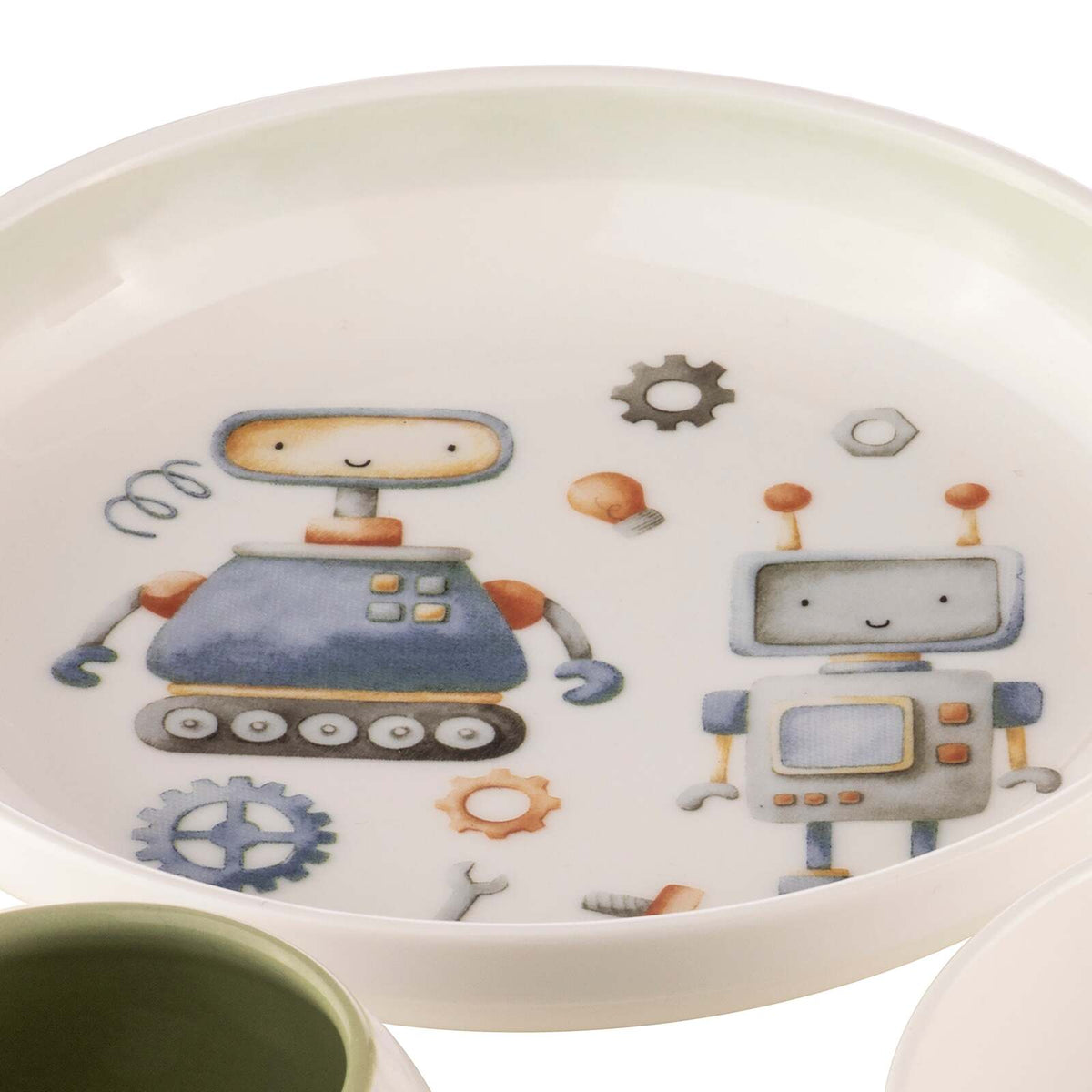 521119-4pc-ashdene-robots-kids-ceramic-200ml-mug-egg-cup-bowl-plate-set