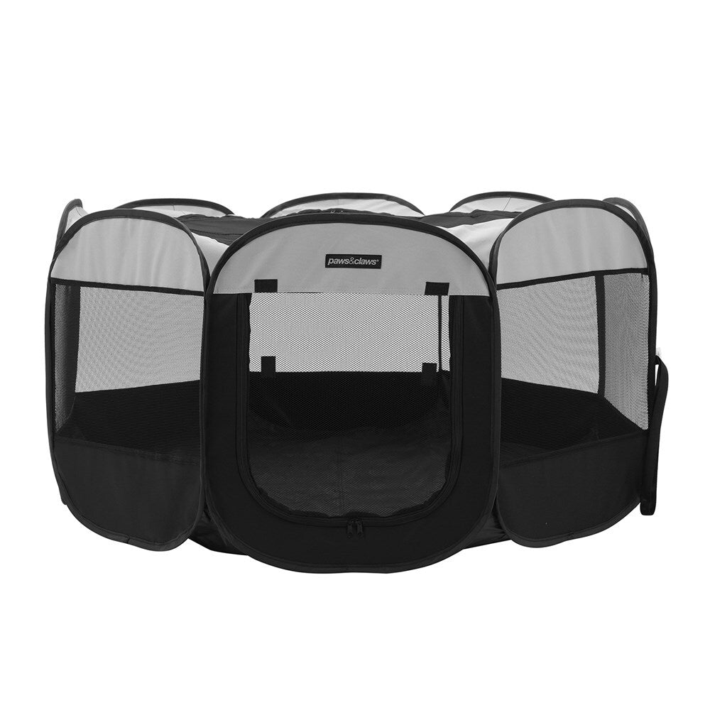 28800-paws-claws-foldaway-136cm-indoor-outdoor-dog-playpen-large-black