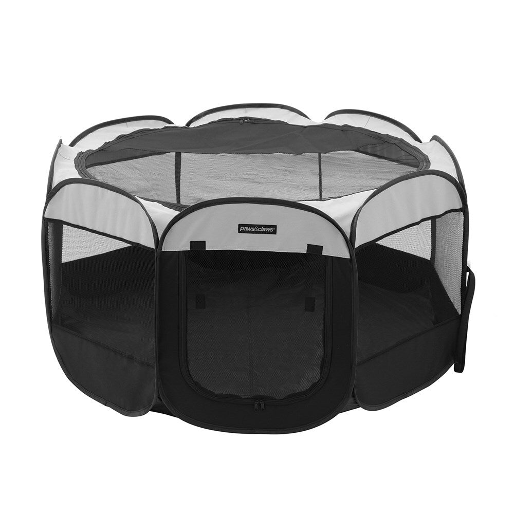 28800-paws-claws-foldaway-136cm-indoor-outdoor-dog-playpen-large-black