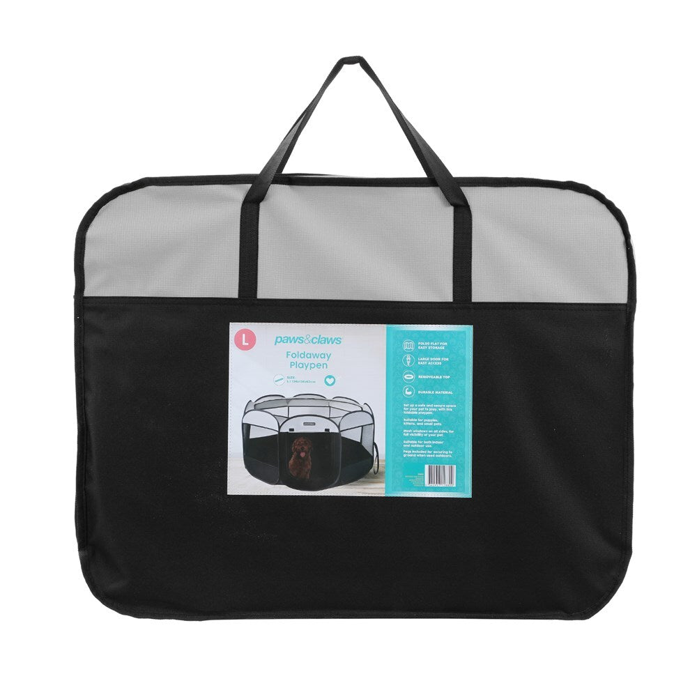 28800-paws-claws-foldaway-136cm-indoor-outdoor-dog-playpen-large-black