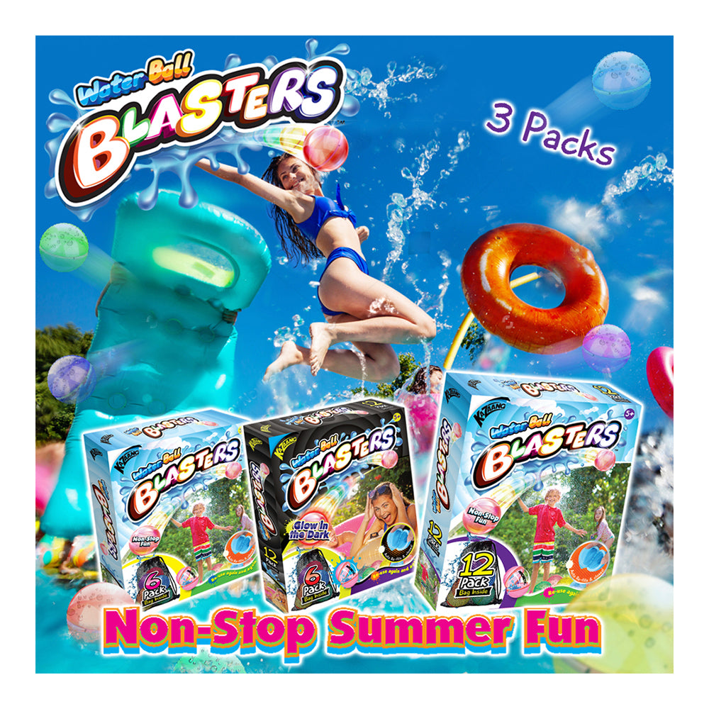 6pc Kazaang Auto-Refill Water Ball Blasters w/ Bag Toy Set Kids 5y+