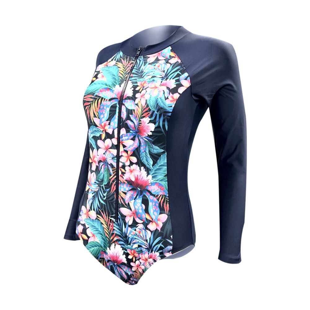 Adrenaline Arabella Long Sleeve Zipper Swimsuit UPF50+ Patterned