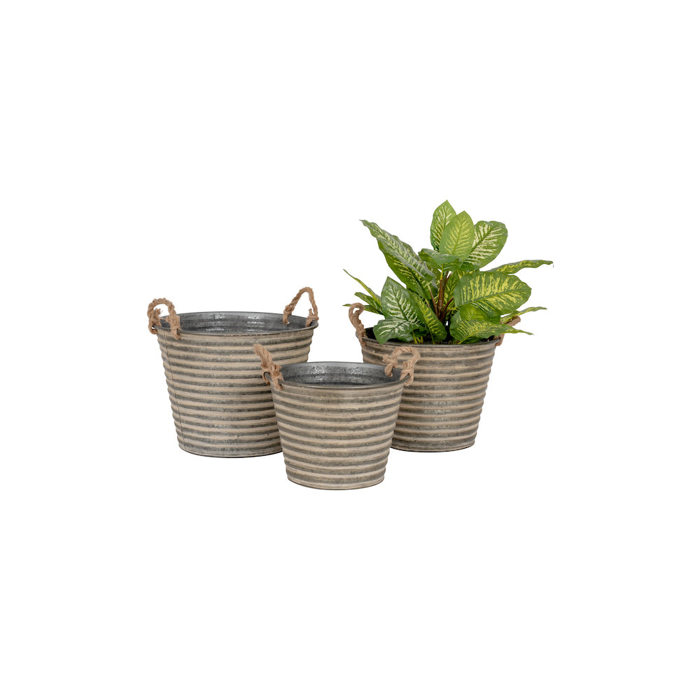 27276-3pc-plant-pot-home-gaden-decor-w-rope-handle-aged-zinc