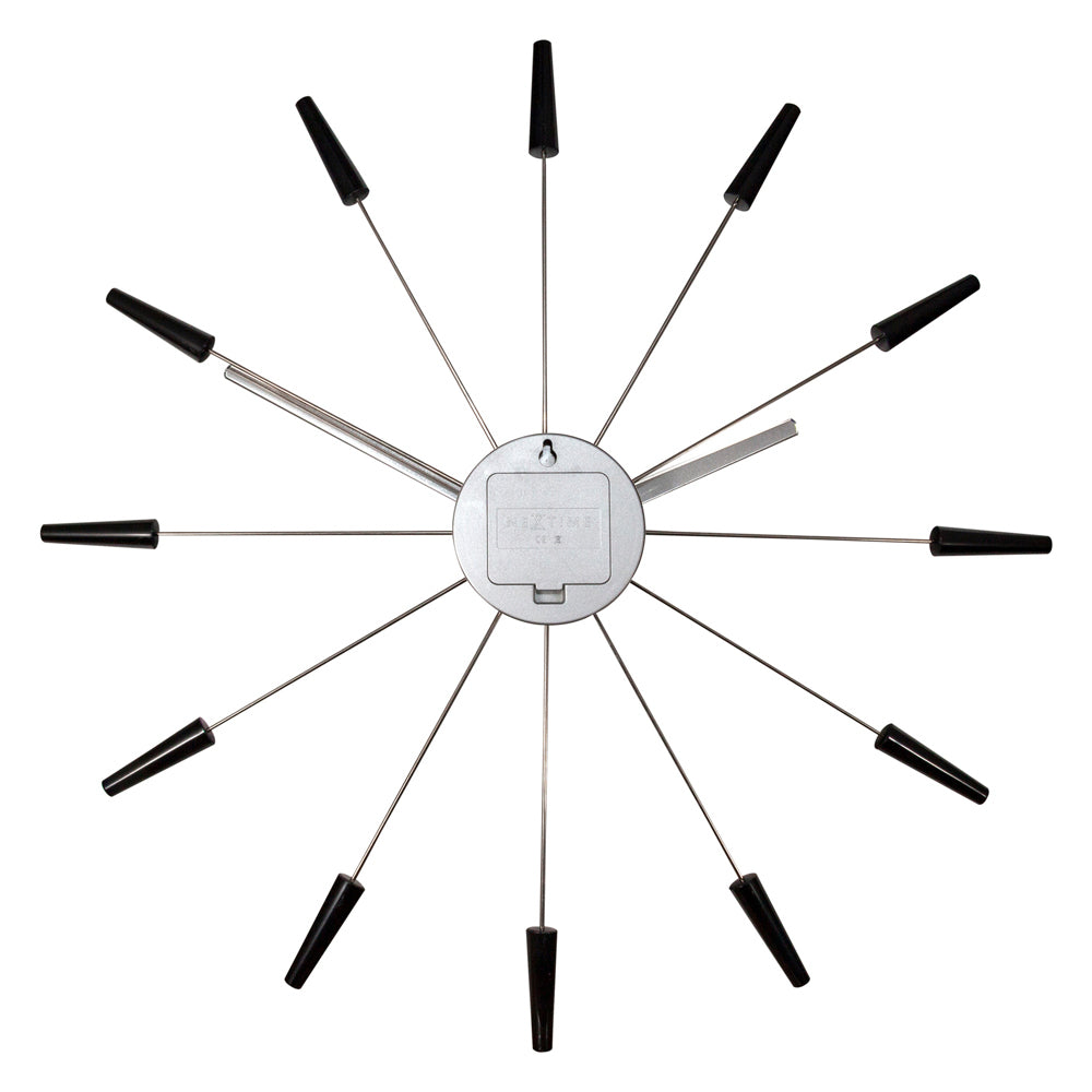 572610zw-nextime-stainless-steel-58cm-plug-inn-wall-clock-home-decor-black