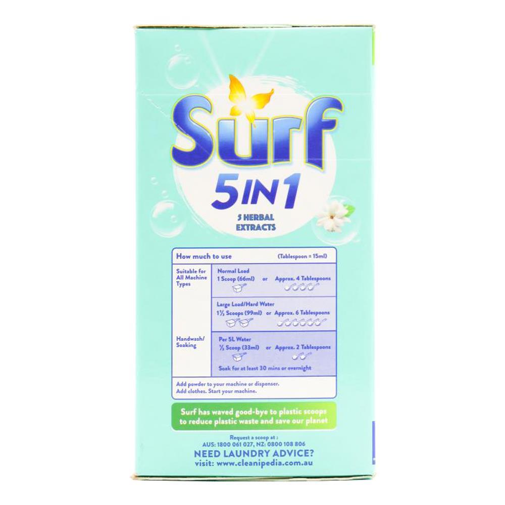 6PK Surf Front And Top Loader Laundry Powder 5 Herbal Extracts Clean Clothes 1kg