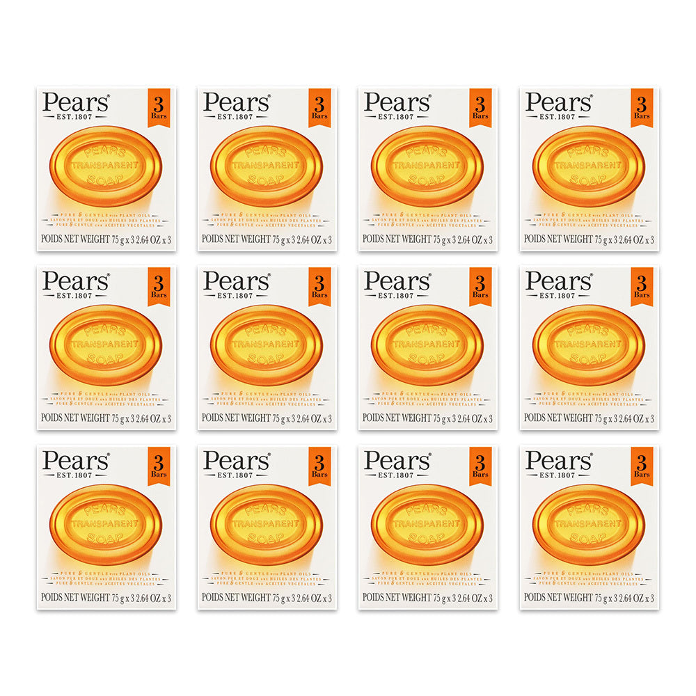 36pc Pears Pure & Gentle 75g Transparent Bar Soap Bath Cleanser