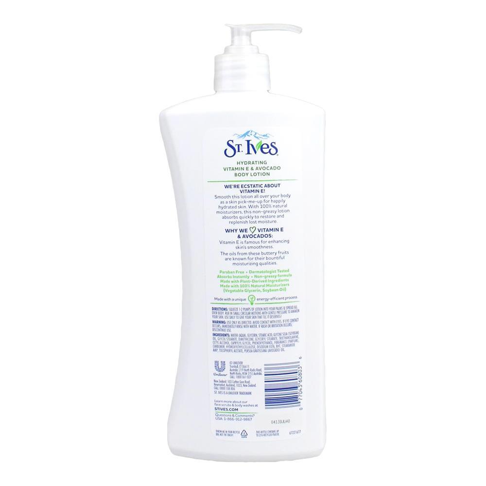 4PK St Ives 621ml Hydrating Body Lotion Vitamin E & Avocado