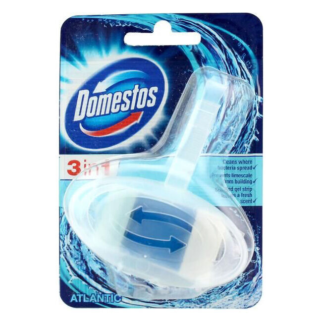 12PK Domestos 3-in-1 Toilet Bowl Block Cleaner Atlantic 40g Bathroom Fragrance