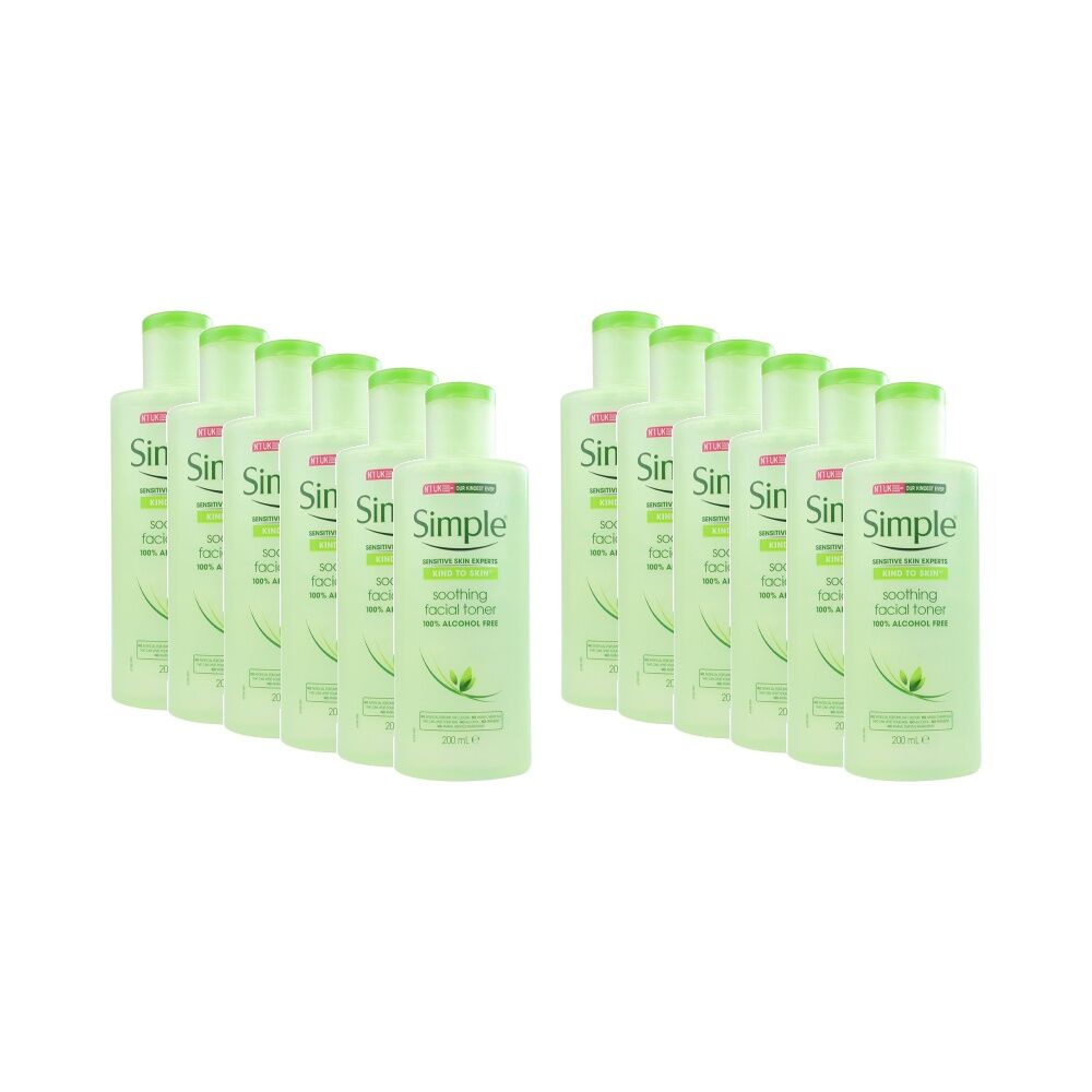 12PK Simple Soothing Facial Toner 100% Alcohol Free For All Skin Types 200ml