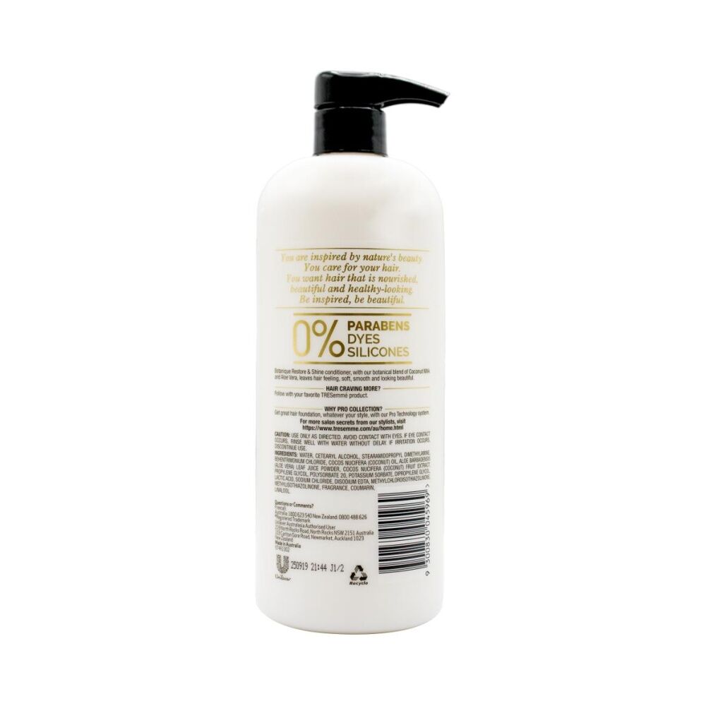 12PK TRESemme Hair Conditioner Botanique Restore & Shine w/Coconut Oil 750mL