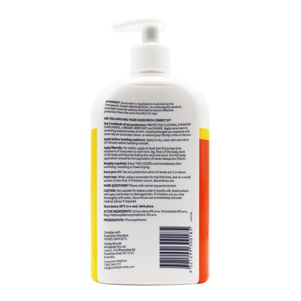 Cancer Council 500ml Everyday Value Sunscreen SPF50+ Lotion Pump Bottle