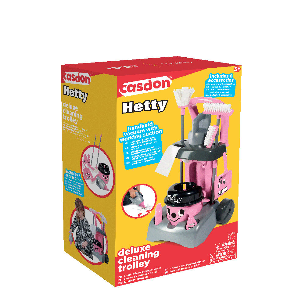 Casdon Deluxe Hetty Cleaning Trolley 54cm Pretend Vacuum Toy Pink