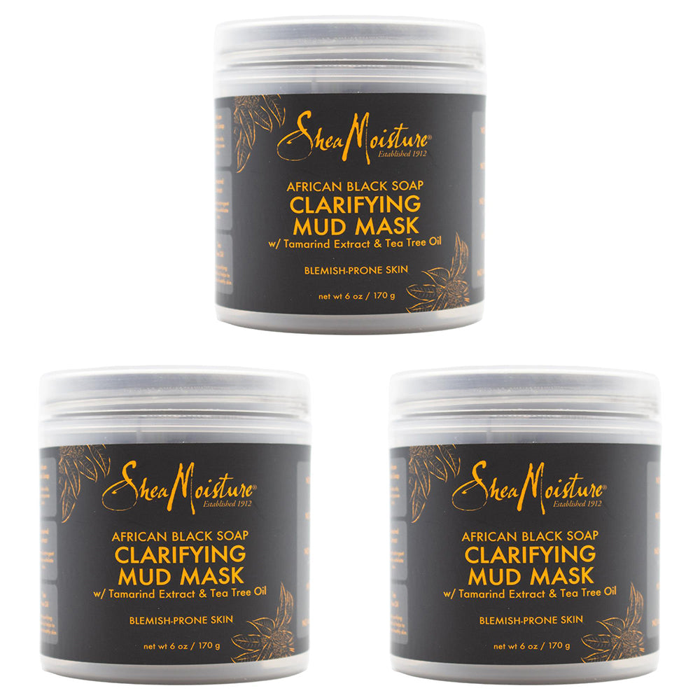 3PK Shea Moisture 170G Clarifying Mud Mask Black Soap w/ Tea Tree Oil