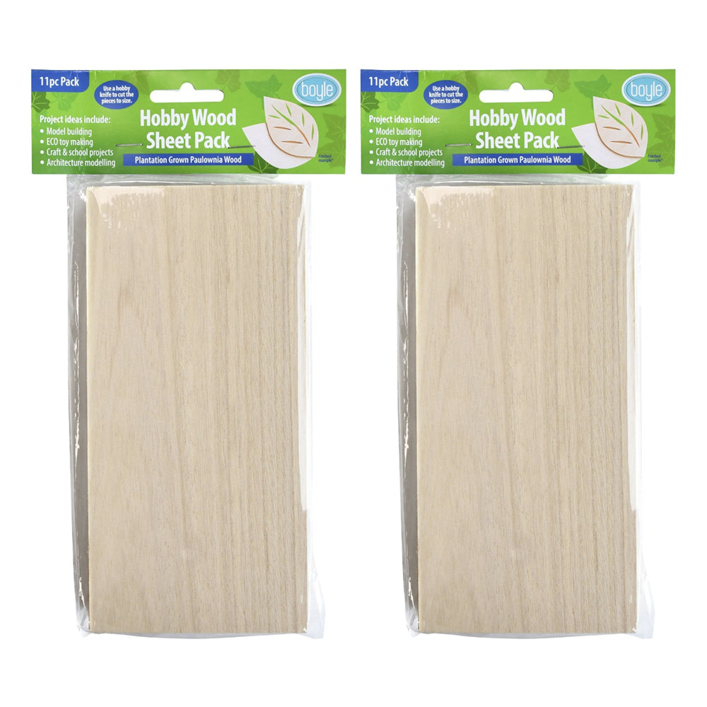 2PK 11pc Boyle Hobby Craft DIY Hobby Wood Sheet Pack