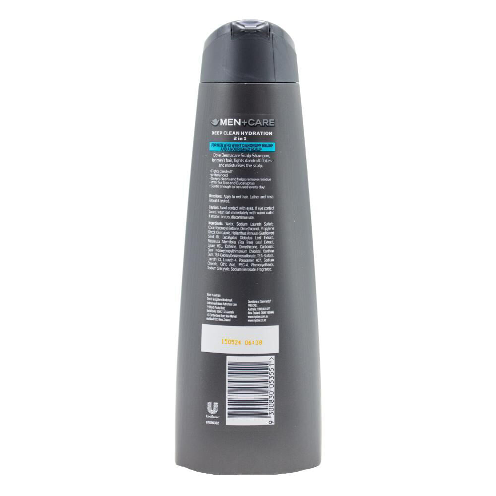 6PK Dove Men Care 300ml Shampoo Anti-Dandruff 2in1 Deep Clean Hydration