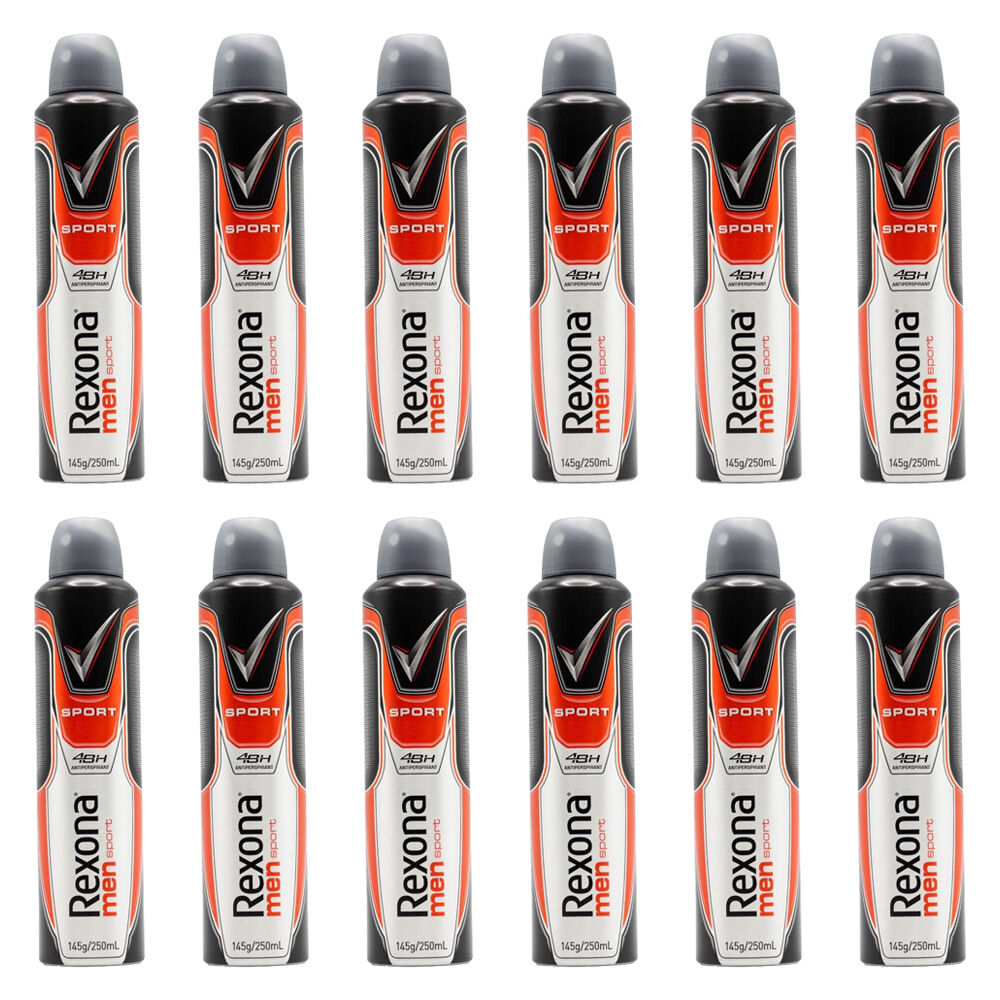 12PK Rexona 145g/250ml Deodorant Men Sport Antiperspirant Body Spray