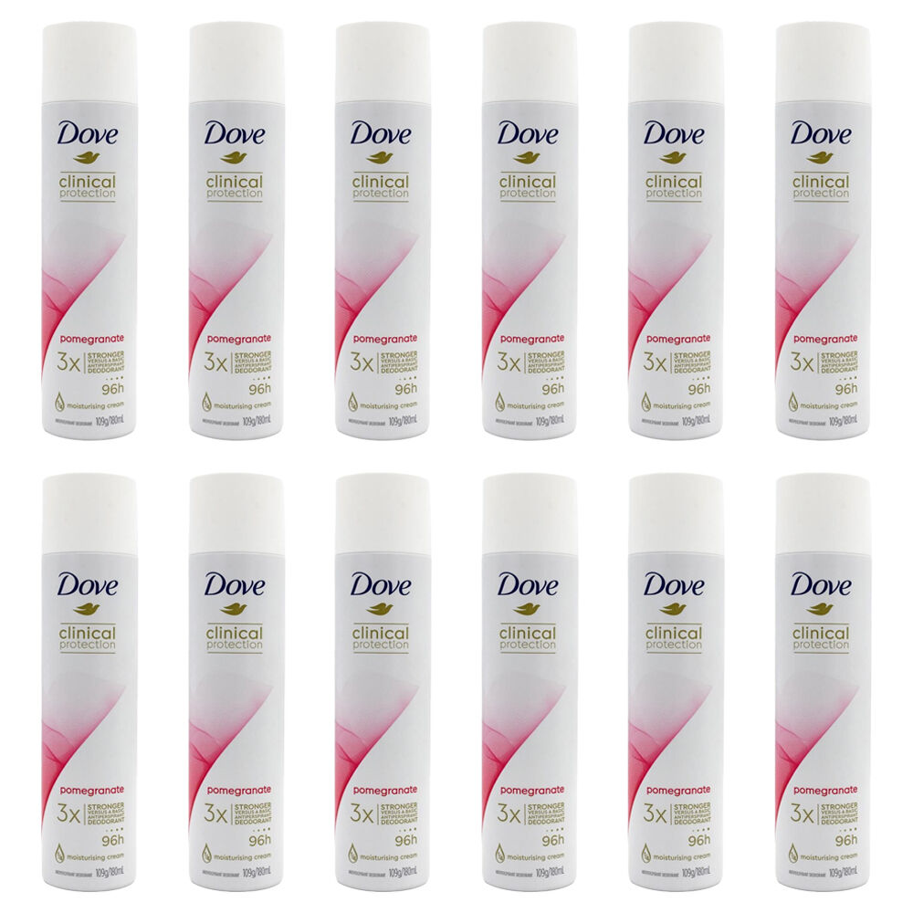 12PK Dove 109g/180ml Clinical Protection Deodorant Spray Pomegranate